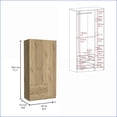 thumbnail image 3 of Chests & Wardrobes, Modern 3-Door Armoire with Drawers, Shelves, Hanging Rod, 22"W x 51"H, Light Oak/Black | Particle Board | Beige, 3 of 7
