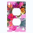 thumbnail image 2 of Metal Light Switch Plate Cover Hibiscus Flower Butterfly Pink Polka Dots FLW035, 2 of 15