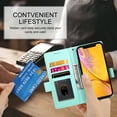 thumbnail image 4 of Allytechgroup for Apple iPhone XR Case Wallet, Retro PU Leather Slim Fit Business Style Magnetic Closure Cards Slots RFID Blocking Phone Case for Women Men, Mint, 4 of 6