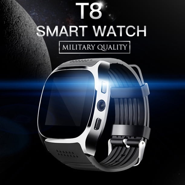 Inteprter Reloj inteligente T8 compatible con Bluetooth, reloj de deportivo con pantalla táctil LCD de 1,58 pulgadas, rastreador de actividad Relojes inteligentes Negro