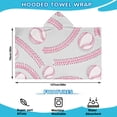 thumbnail image 2 of Gray Pink Baseball Stitches Pattern Hooded Bath Towel，50"x30" for Ages 3 To 12 Kids, Quick Dry Lightweight Soft Microfiber Hood Beach Towel Cover Up for Kids, 2 of 7