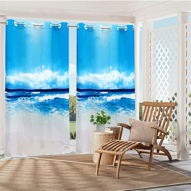 Pro Space 3d Outdoor Curtain Panel 58x84in Gazebo Patio Waterproof Curtain Sea And Wave 1 Panel Walmart Com Walmart Com