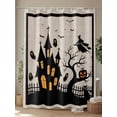 thumbnail image 4 of Fsddascl Halloween Shower Curtain Set - Long 72" x 84" Washable Bathtub Curtain with 12 Hooks, Black Pumpkin Ghost Castle Witch Waterproof Fabric Stall Shower Curtains for Bathroom/Bathtub Décor, 4 of 6