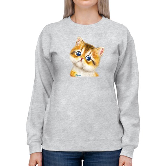 Two Cute Kittens Sweatshirt Women -Kayomi Harai Designs, Female Large