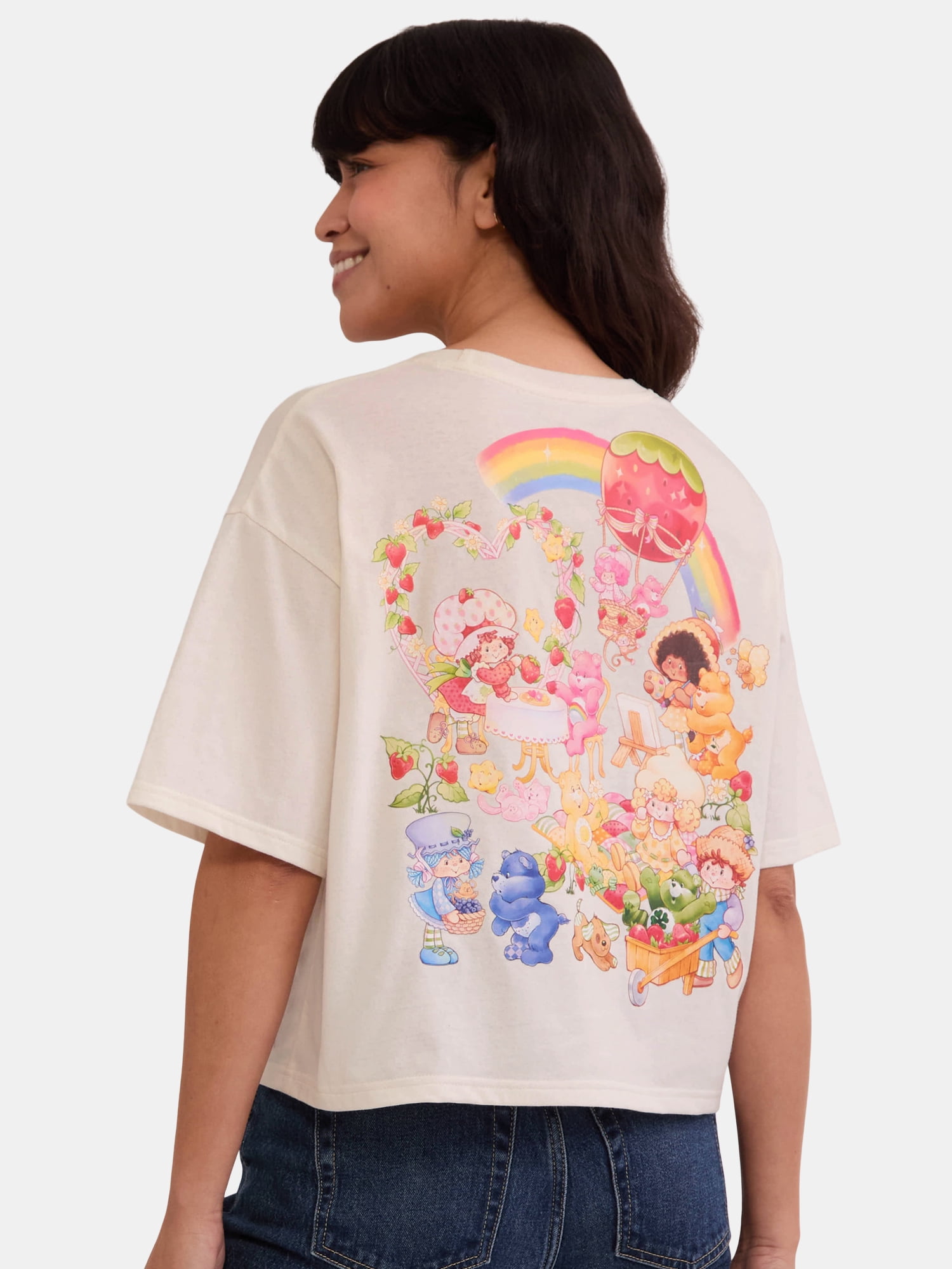 Strawberry Shortcake x Care Bears Women's Graphic Tee with Short Sleeves, Sizes XXS-XXL