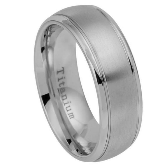 8mm Titanium Ring Brushed Center Edge Edge Wedding Band Ring For Men Or Ladies