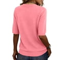 thumbnail image 5 of Sweaters for Women Half Short Sleeve V Neck Solid Color Lightweight Base Sweater Jumpers Winter Pullover Fall Casual Sweater for Women Spring & Autumn Womens Tops Pink XL, 5 of 5