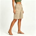 thumbnail image 4 of YTCAMLO Cotton Linen Bermuda Shorts for Women Casual Loose Fit Ruched Summer Beach Shorts with Pockets Drawstring Cargo Shorts, 4 of 7
