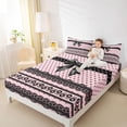 thumbnail image 3 of Erosebridal Black Bowtie Full Size Sheets,Retro Floral Abstract Geometric Dots Bed Sheets For Kids Girls 4pcs, 3 of 6