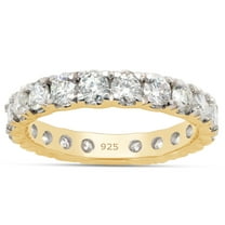 AFFY 1.60CT Moissanite Diamond Full Eternity Stackable Wedding Band Ring in 14K Yellow Gold over Silver-8.5
