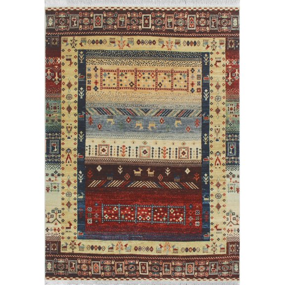 Aria Ahang Gold/Rust Rug, 3'10" x 5'7"