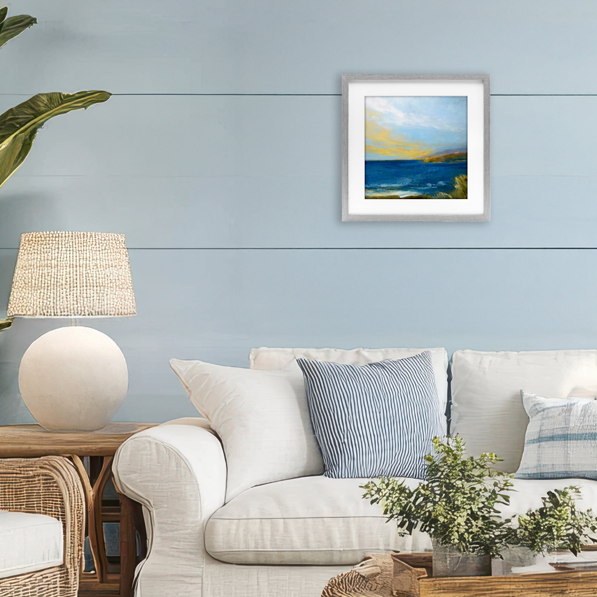Stupell Industries Vibrant Ocean Light at Dusk Gray Framed Print Under Glass, design by Patrick Dennis