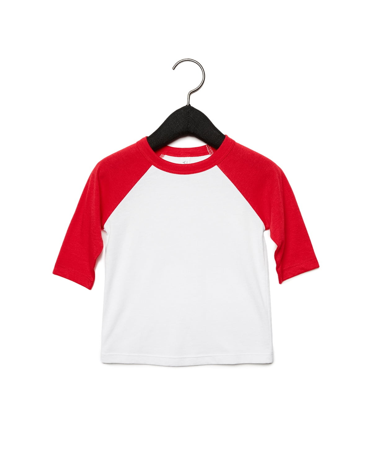 The Bella + Canvas Toddler 3/4-Sleeve Baseball T-Shirt - WHITE/ RED 