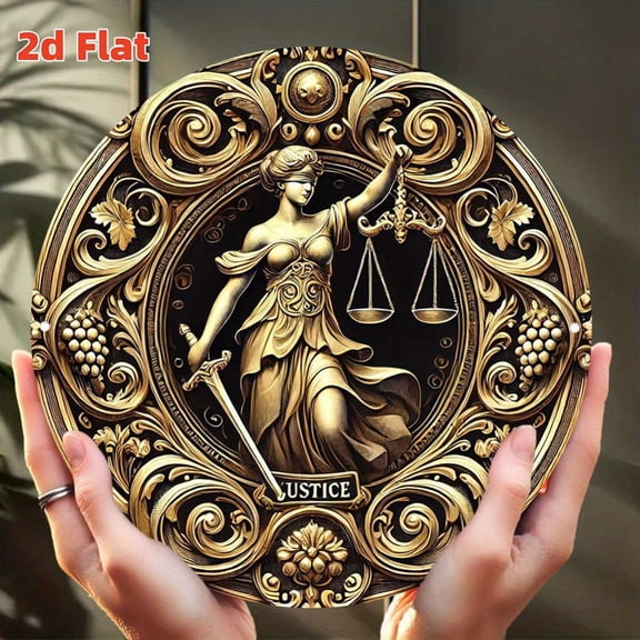 HELLOYOUNG Goddess of Justice Wall Art Plaque - Celebrate Fairness with Elegant Scale and Sword Decor for Legal Spaces