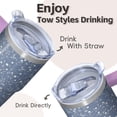 thumbnail image 4 of Leak-Proof 20oz Stainless Steel Travel Cup with Handle and Straw, Geometric Design Double Wall Insulated Coffee Tumbler, 4 of 5