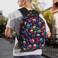 thumbnail image 5 of Yield Skull rainbow color mushroom Print Backpack for Women Men, Lightweight Casual Travel Daypack, Classic Basic College Backpack, Middle School Bag, 5 of 5