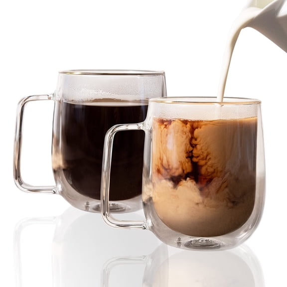 Brod & Taylor 10 oz Hand-Blown Glass Double-Walled Mugs, Set of 2