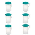 thumbnail image 1 of Sterilite 1-Gallon Round Plastic Pitcher and Spout, Clear w/ Color Lid  (6 Pack), 1 of 4