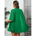 thumbnail image 7 of SHOWMALL Women Plus Size Summer Cardigan Green 3X Short Sleeve Open Front Lightweight Cardigan with Pockets Drape Beach Cover Up, 7 of 7