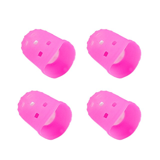 EeaseCA 4 Pcs Guitar Fingertip Protectors Silicone Finger Guards Finger Picks Protector Finger Caps for Ukulele Electric Guitar Mandolin - Rose Red (M)