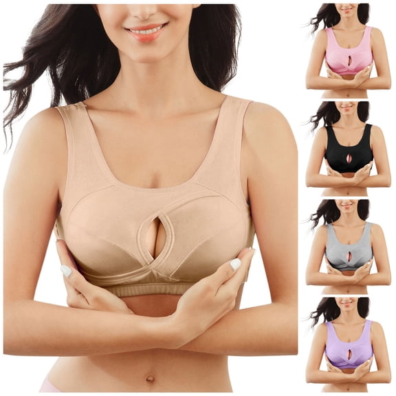 SXCXLSA Women's Seamless Sports Bra, Breathable Cotton Yoga Bralette with CrissCross Back