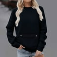 thumbnail image 2 of HAiming Pullover Sweatshirt for Women Casual Long Sleeve Crewneck Solid Color Fall Trendy Tops with Big Pocket, 2 of 5