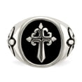 thumbnail image 4 of Primal Steel Stainless Steel Antiqued and Polished Fleur de Lis Cross Ring, 4 of 11