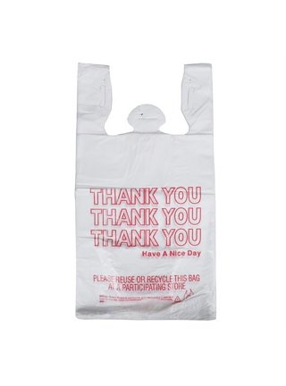 EcoQuality Plastic White Thank You T-Shirt Bags 400ct, 1/6 Shopping Bags, Grocery Bags, Poly Bags, Multi-Use, Medium size, Reusable Carry Out Bags (22