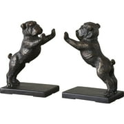 Uttermost Bulldogs Traditional Metal Bookends in Black/Bronze (Set of 2)