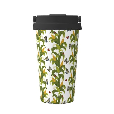 

Hirioo Corn And Butterflies for Coffee Travel Mug Insulated Coffee Mug with Lid
