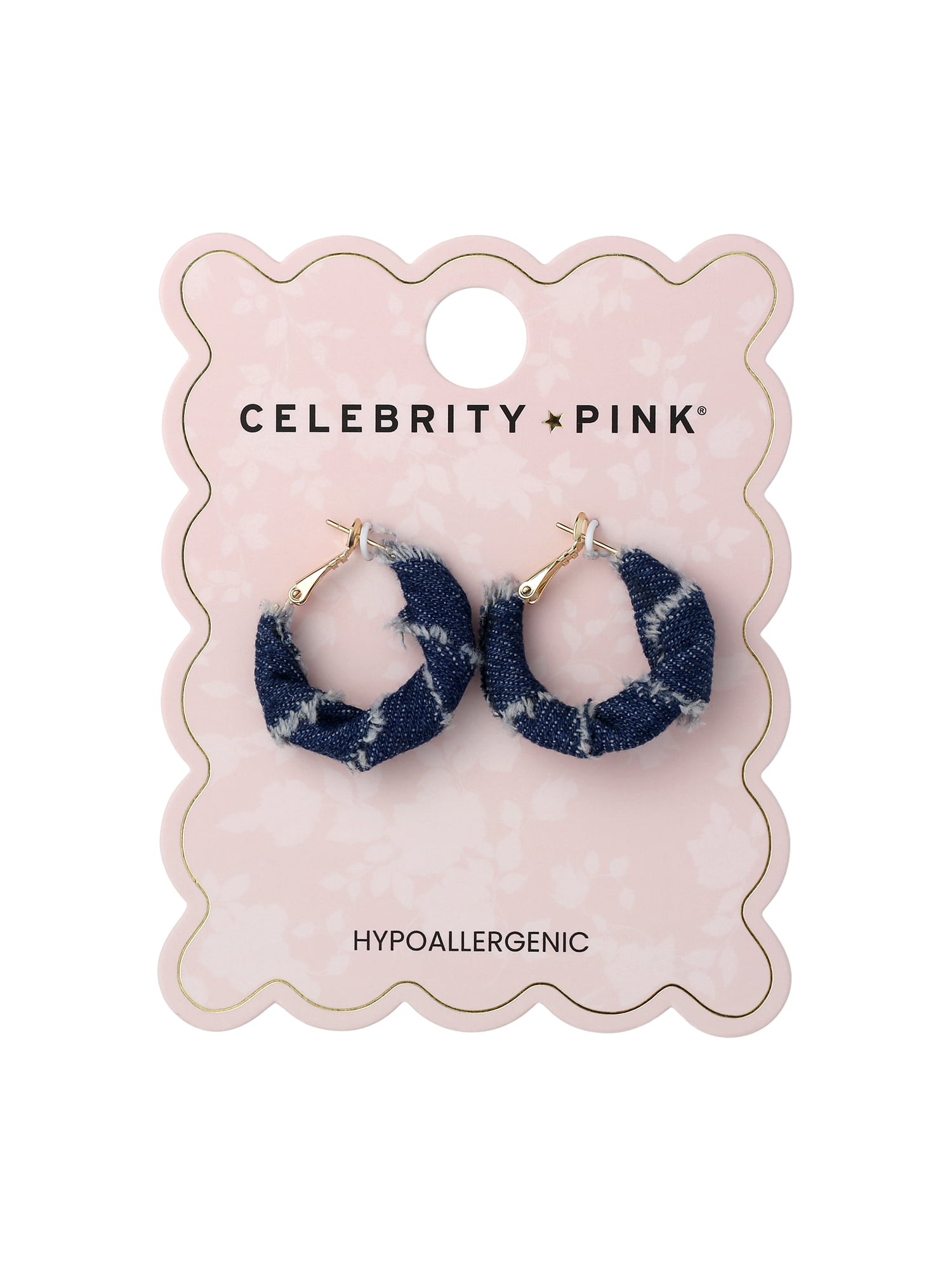 Celebrity Pink Women's Denim Inspired Hoop Earrings - Stylish Lightweight Design