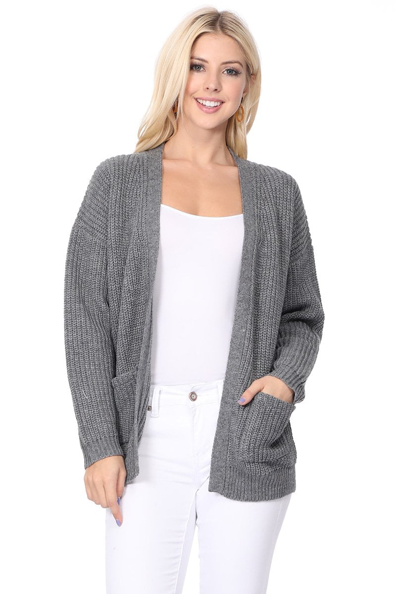 long waffle cardigan