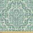 thumbnail image 2 of Ambesonne Damask Fabric by the Yard Upholstery, Botanical Ivy Like Theme, 2 Yards, Eggshell Pale Teal, 2 of 5