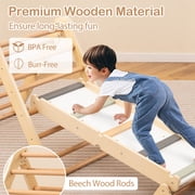Spaco 3-in-1 Pikler Triangle Climbing Set Kids Foldable Montessori Toys with Ramp, Natural