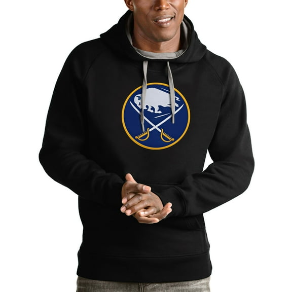 Men's Antigua Black Buffalo Sabres Logo Victory Pullover Hoodie