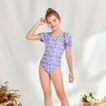 thumbnail image 5 of Cethrio Girls Bathing Suit- Acrylic Stretch One-piece Quick Dry Sport Swimsuit Purple Size 13-14 T, 5 of 10