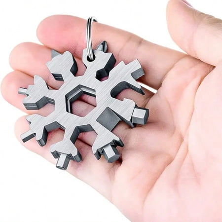 1pc 18-in-1 Snowflake Multitool - Stainless Steel Wrench & Screwdriver Kit | Unique Camping Gadget & Christmas Gift for Men