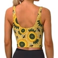 thumbnail image 3 of Fotbe Bees and Sunflowers Pattern Womens' Sports Bra Longline Wirefree Padded with Medium Support Sports Moisture-Wicking Workou Vest,Tank Top-Medium, 3 of 9