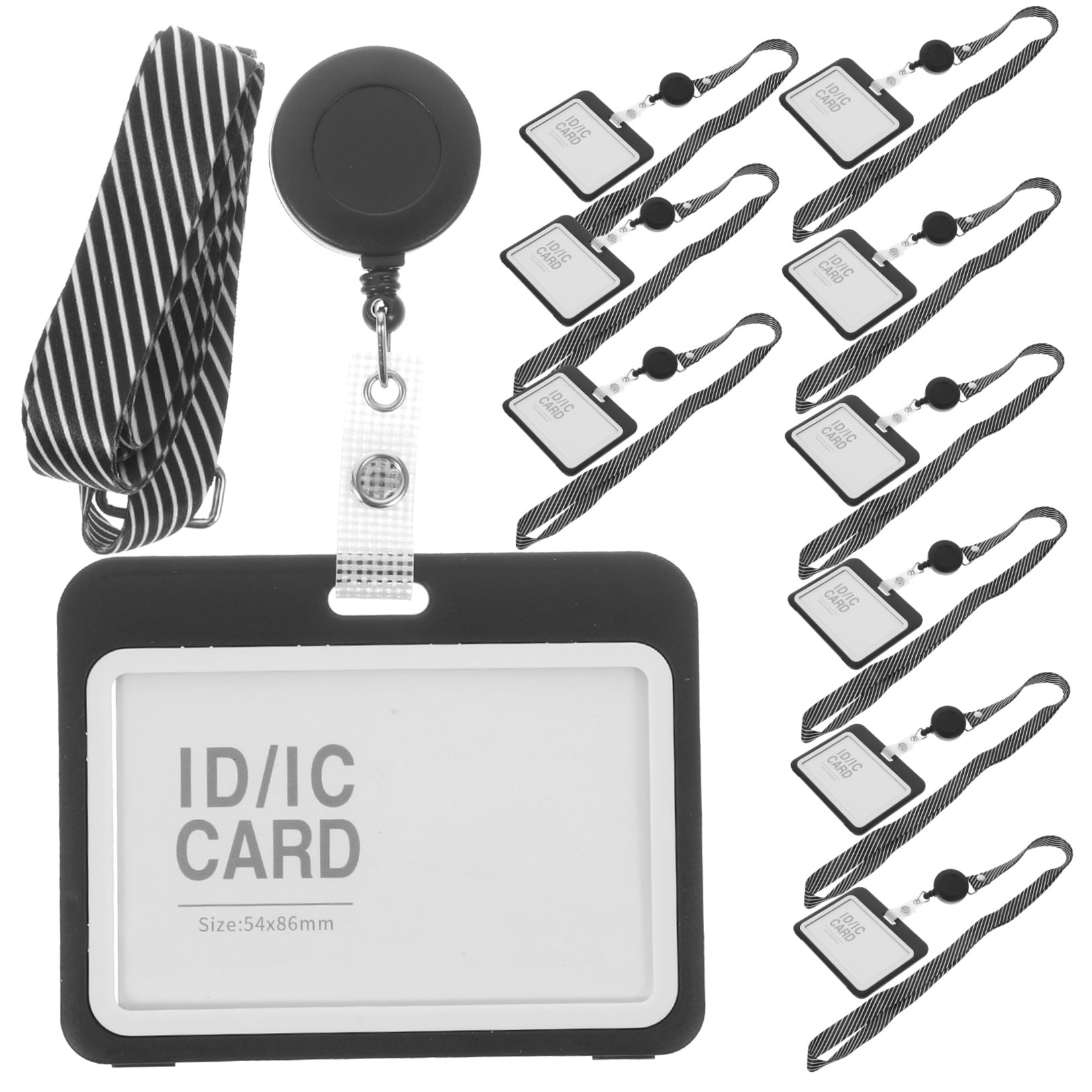 WHAMVOX  10 Sets Anti-scratch Cards Covers Transparent Clear Badge Holders Retractable Black