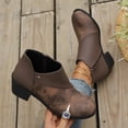 thumbnail image 5 of Willtoo Women's Block Heel Ankle Boots Side Zipper Retro Patchwork Casual Booties, Comfort Low Heel Daily Dress Short Boots, 5 of 5