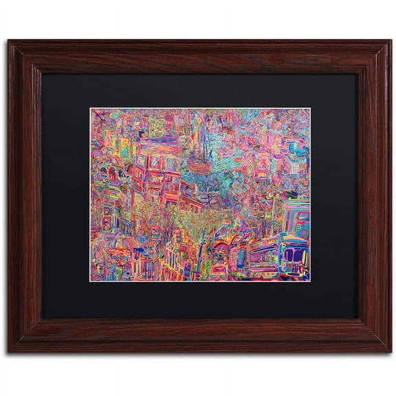 Trademark Fine Art "City" Canvas Art by Josh Byer, Black Matte, Wood Frame