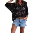 thumbnail image 3 of Crochet Lattice Tops For Women Beach Vacation Tshirts Peasant Tops For Women Womens Summer Tops Basic Tees For Women Loose Fit Tee Shirt Women Beachy Tops For Women Women Business Casual, 3 of 5