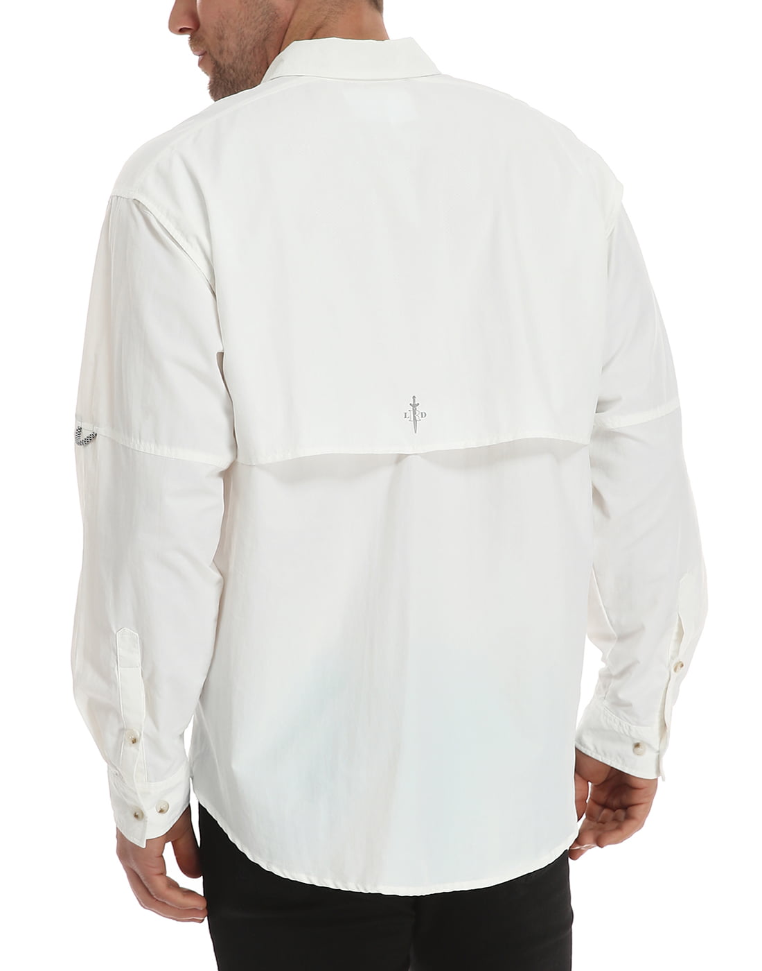 LRD Men's UPF 30 Long Sleeve Button Down Fishing Shirts White
