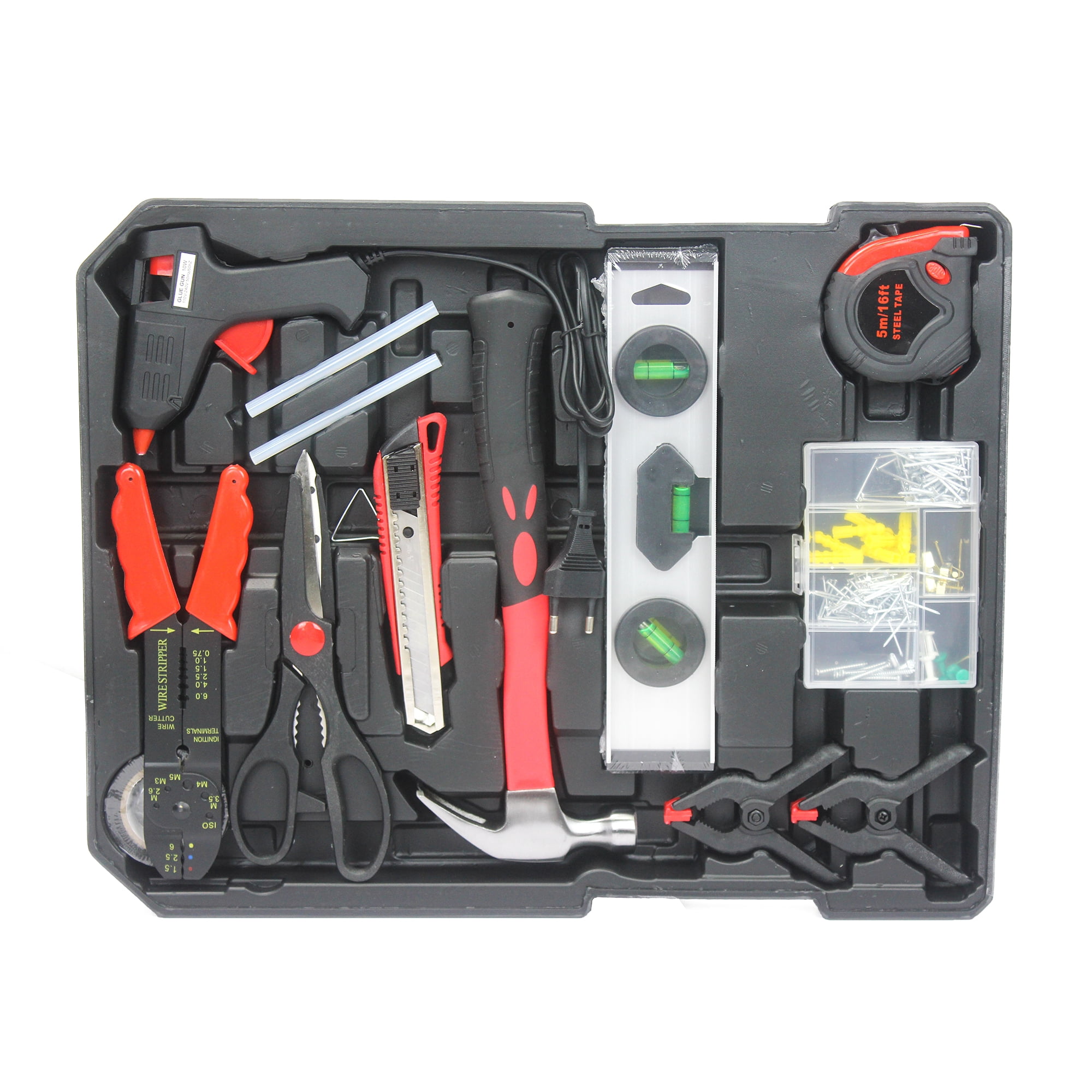 JXXRZ 899-Piece Home Repair Tool Set with 4-Drawer Rolling Toolbox Case for Maintenance, Garden, Homeowner, Handyman -Silver