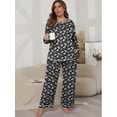 thumbnail image 4 of Cueply Women's Plus Size Pajama Set Long Sleeve Pjs Long Pants Sleepwear Two Piece Loungewear with Pockets, 4 of 7