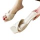 thumbnail image 4 of Zapatos de tacón alto con correa cruzada de cuero PU para mujer, sandalias sin cordones con punta abierta elegantes Retro de verano para fiesta, 4 of 8