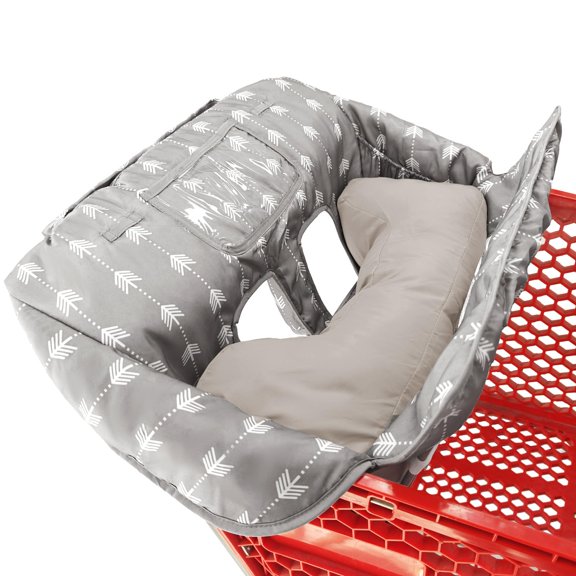 Funda para asiento de carrito de compras para bebé 2 en 1 impermeable con almohada suave y funda para silla alta (flecha gris)