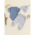 thumbnail image 3 of Little Brother Newborn Baby Boy Outfit Romper Top and Pants with Hat 3Pcs Sets Baby Coming Home Hospital Clothes Summer Outfit, 3 of 7
