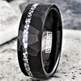 thumbnail image 5 of Tungsten Rings for Men Wedding Bands for Him Womens Wedding Bands for Her 8mm Brushed Faceted Meteorite Wedding Band, 5 of 6