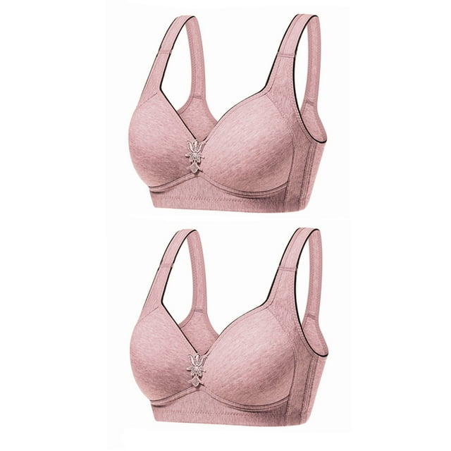 Bigersell Padded Bra with Straps 2pc V-Neck Wire-Free Bra Support Women Double-Breasted Bra Training Bra Style R-19 Basic Bra Strap Nylon Pullover Bra Feature Everyday Bras Underwear Hot Pink L